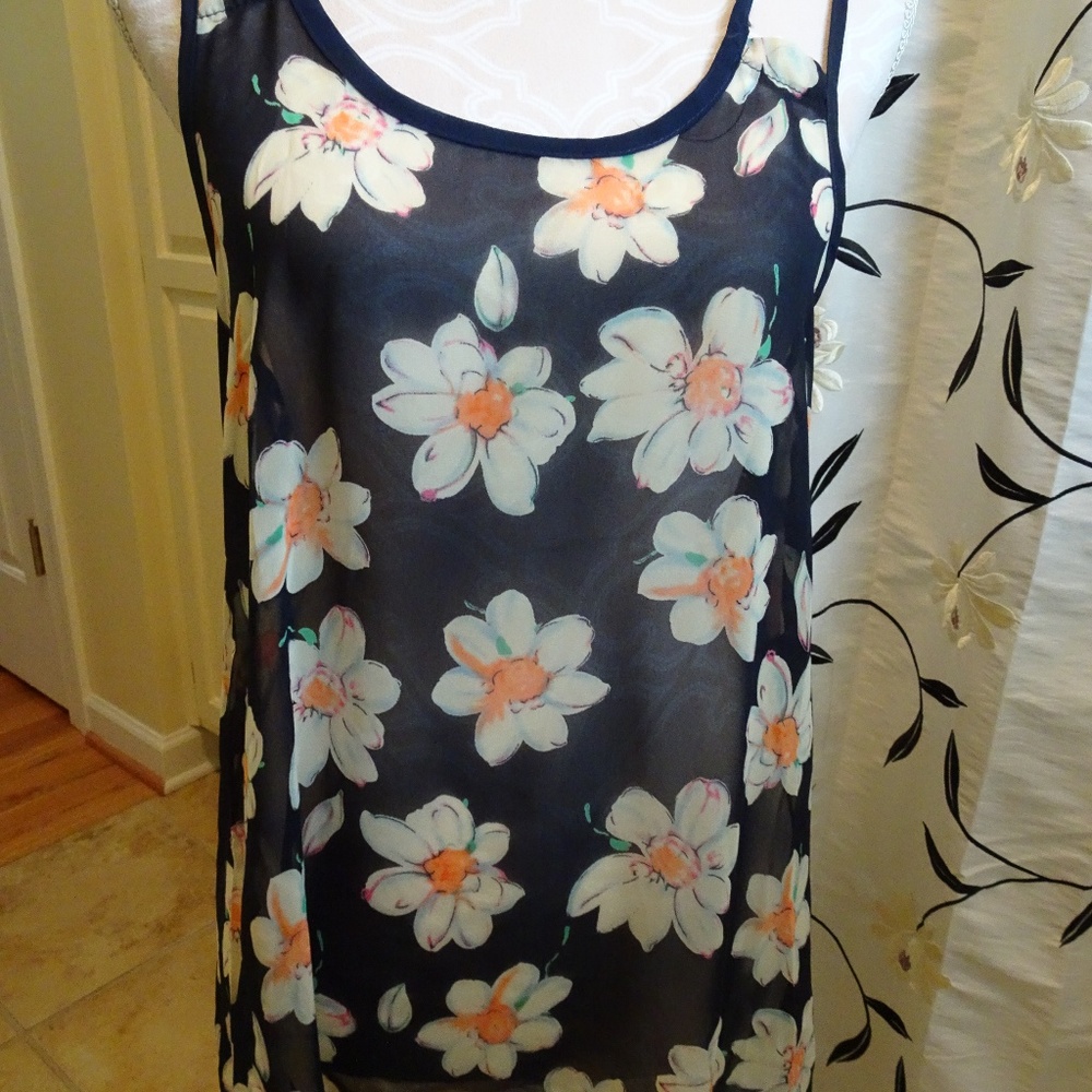 Chris & Carol Size L Navy Print Sleep Camisole-New
